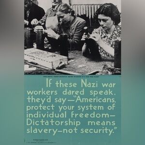 4x6 “Dictatorship means slavery,not security” WWII Poster 1944 Historical Photo